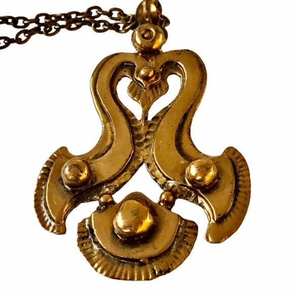Finland Seppo Tamminen Vintage Necklace & Pendant Bronze Signed - Picture 3 of 13